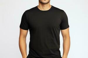 Basics a Bella Canvas Classic Basic Black T - shirt mockup against a minimalist background, AI Generated photo