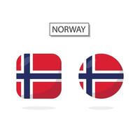 Flag of Norway 2 Shapes icon 3D cartoon style. vector