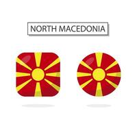 Flag of North Macedonia 2 Shapes icon 3D cartoon style. vector