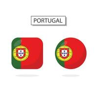 Flag of Portugal 2 Shapes icon 3D cartoon style. vector