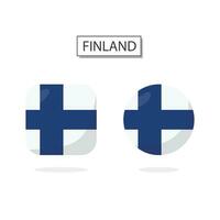 Flag of Finland 2 Shapes icon 3D cartoon style. vector