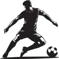 Soccer Player pose vector silhouette illustration black color, Football player vector silhouette