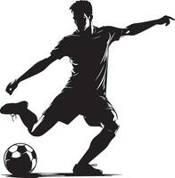 Soccer Player pose vector silhouette illustration black color, Football player vector silhouette