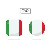 Flag of Italy 2 Shapes icon 3D cartoon style. vector