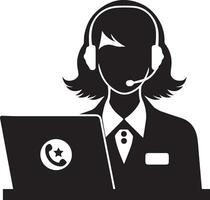 Call Center Woman Vector, Call center girl vector silhouette
