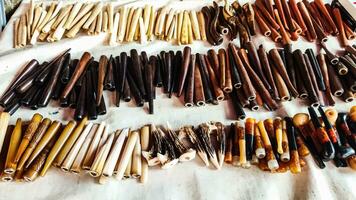 vintage collection of tobacco pipes photo