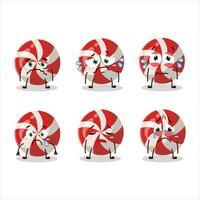 Red candy cartoon character with sad expression vector