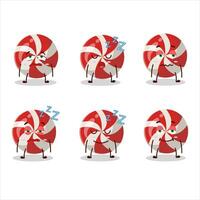 Cartoon character of red candy with sleepy expression vector