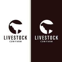 Cow Logo, Simple Cattle Farm Design, Livestock Silhouette, Vector Badge For Business Brand