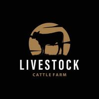 Cow Logo, Simple Cattle Farm Design, Livestock Silhouette, Vector Badge For Business Brand