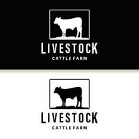 vaca logo, sencillo vacas granja diseño, ganado silueta, vector Insignia para negocio marca