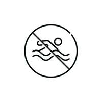 No swimming line icon symbol isolated on white background vector