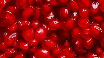 Delicious juicy pomegranate seeds close-up rotating, Close-up shot of rotating red pomegranate seeds. video