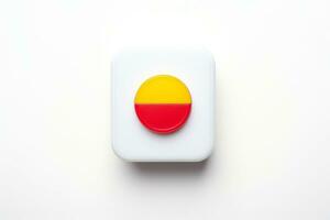 Abstract high tech multicolor button on white background, Generative AI photo