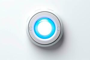 Abstract high tech multicolor button on white background, Generative AI photo