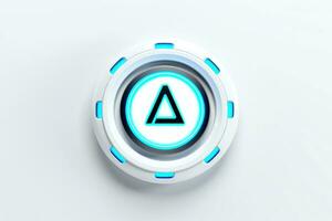 Abstract high tech multicolor button on white background, Generative AI photo