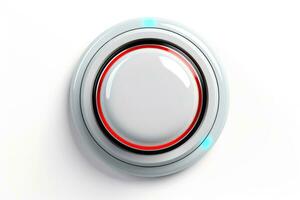 Abstract high tech multicolor button on white background, Generative AI photo