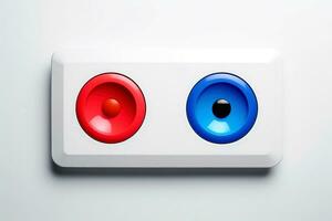 Abstract high tech multicolor button on white background, Generative AI photo