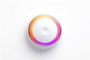 Abstract high tech multicolor button on white background, Generative AI photo
