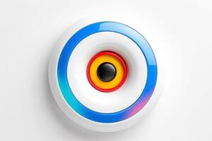 Abstract high tech multicolor button on white background, Generative AI photo