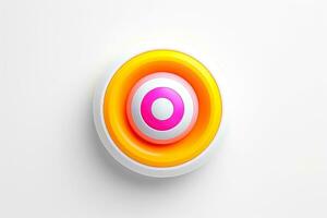 Abstract high tech multicolor button on white background, Generative AI photo