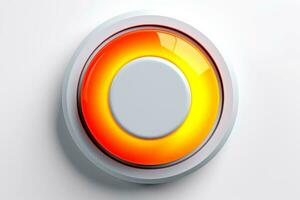 Abstract high tech multicolor button on white background, Generative AI photo