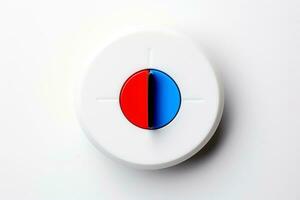 Abstract high tech multicolor button on white background, Generative AI photo