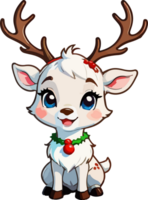 mignonne Noël renne dessin animé clipart ai génératif png