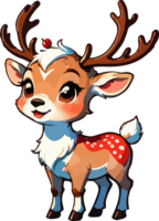 Cute Christmas Reindeer Mascot Cartoon AI Generative png