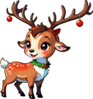 Cute Christmas Reindeer Mascot Clipart AI Generative png