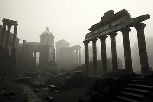 ancient Roman ruins at the Roman Forum Generative AI photo