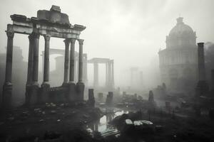 ancient Roman ruins at the Roman Forum Generative AI photo