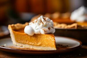 A picture of a close up shot of a delicious pumpkin pie AI Generative photo