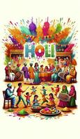 AHoli poster. At the top, the word 'HOLI' is written in colorful. AI Generative photo