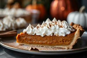 A picture of a close up shot of a delicious pumpkin pie AI Generative photo