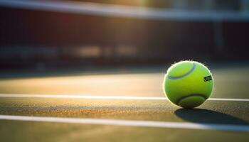 tennis photo in the middle of the tennis court Generative AI