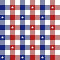 4th of July plaid pattern with star background. plaid pattern background. plaid background. Seamless pattern. for backdrop, decoration, gift wrapping, gingham tablecloth, blanket, tartan. vector