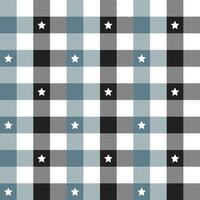 Grey and black plaid pattern with star background. plaid pattern background. plaid background. Seamless pattern. for backdrop, decoration, gift wrapping, gingham tablecloth, blanket, tartan. vector