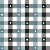 Grey and black plaid pattern with star background. plaid pattern background. plaid background. Seamless pattern. for backdrop, decoration, gift wrapping, gingham tablecloth, blanket, tartan. vector