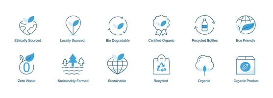 Sustainability and Environmental Consciousness Icons. vector