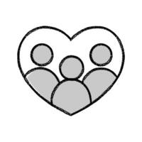 Three People in a Heart Icon. An icon of three people in a heart, representing love, family, and friendship. vector