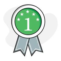 Number One Icon. A number 1 badge with five stars icon to represent excellence, achievement, and the highest level of quality. vector