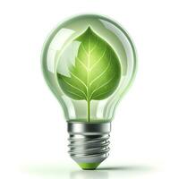 A lightbulb with a green leaf pattern, representing a fusion of technology and environmental awareness. AI Generated photo