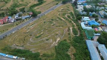 aerial view of offroad circuit trail. aerial view of motocross circuit trail photo