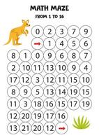 Get cute kangaroo to the shrub by counting to 16. vector