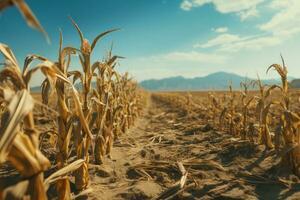 Drought in a cornfield, ai generative photo
