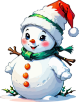 Cute Christmas Snowman Cartoon Image AI Generative png