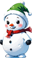 Cute Christmas Snowman Cartoon Design AI Generative png