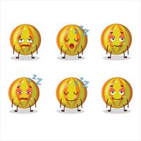 Cartoon character of yellow candy with sleepy expression vector