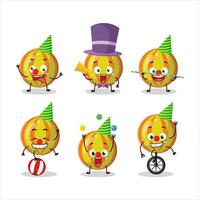 Cartoon character of yellow candy with various circus shows vector